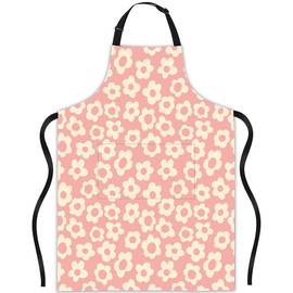JASAKOO Light Pink Daisies Apron, Bib Apron with Adjustable Neck Waterproof for Women Men, Suitable for Home Kitchen Cooking Waitress Chef Grill Bistro Baking BBQ Hairdresser Cobbler