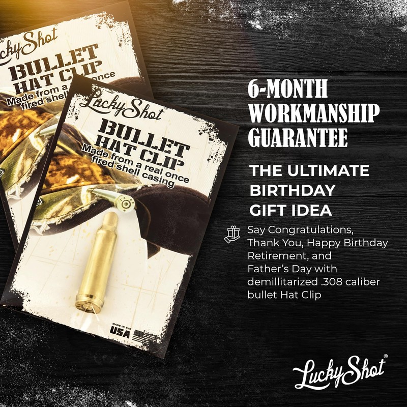 .308 Cal Real Bullet Hat Clip by Lucky Shot