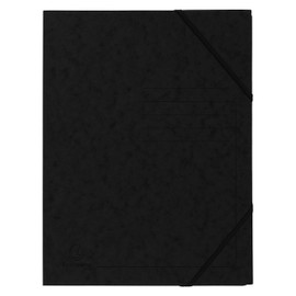 Exacompta 555411E, Pack of 5, Premium Corner Folder Made in Germany Made of Extra Strong Colorspan Cardboard DIN A4 with 2 Elastic Bands, Document Folder, Ideal for the Office and School, Black