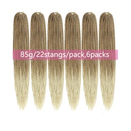 TAOYEMY Box Crochet Braids Hair Extensions, 6 Packs, 24 Inch Synthetic Braiding Hairstyle, 22 Strands/Pack, Crochet Hair Extensions (70#, 20 Inches)