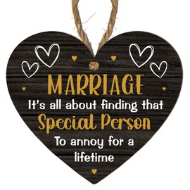 Funny “Marriage: Special Person to Annoy for a Lifetime” – Humorous Gift For Wedding or Anniversary for Couples – Romantic Wooden Wall Sign for Bedroom or Garden Room (Black)
