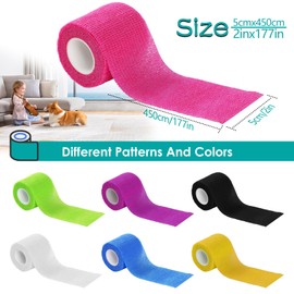 GeeRic 7 Pcs Vendas autoadhesivas, 4.5M x 5cm Vendas Veterinarias, Vendas Elásticas Venda Adhesiva Elástico Atlético para Estiramientos, Deportes, Muñeca y Esguinces de Tobillo