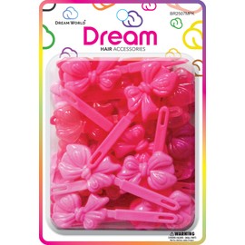 Dream World Self Hinge Barrette Soft Ribbon Pink Mix 28 Piece Pack BR2507MPK