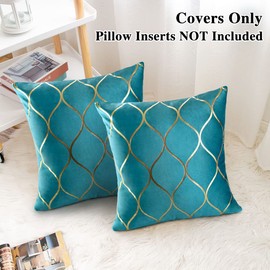 Hanrunsi Cushions Cover 40 x40 Turquoise Pillow Cases 2 Pack Velvet Square Decorative Cushion Teal Green Throw Pillow Covers for Bedroom Couch Sofa