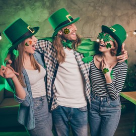 Zeecdatoo 23 Sheets Large Glitter St. Patrick's Day Tattoos Accessories, 100+ Pcs Glitter Lucky Clover Shamrock Temporary Tattoos, Glitter Body Jewelry Irish Parade Party Favors Decorations