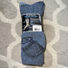 Dickies 3 PK Dickies Mens Steel Toe Performance Thermal Wool Blend Boot Socks Blue Asst
