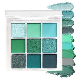 Green Eyeshadow Makeup Palette,9 Colors Matte Blendable Eye Shadow Palette Makeup,Waterproof Long Lasting Highly Pigmented,Colorful Shimmer Forest Green Eye Shadow Plattet for Women