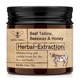 Beef Tallow for Skin, Beef Tallow and Honey Balm,Face Moisturizer Nourishes and Hydrates the Skin, Grass Fed Whipped Balm Enriched with Raw Wild Honey 60g