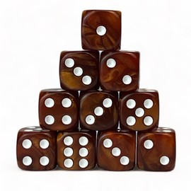 Luck Lab 10 Piece D6 Dice Pack - Acrylic Dice for RPG MTG DND Dice Table Games and Board Games (Brown Pearl)