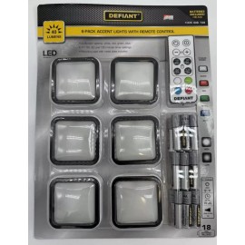 Defiant 6-Pack LED Accent Lights with Remote Control 4 Colors, Timer, Ships Free