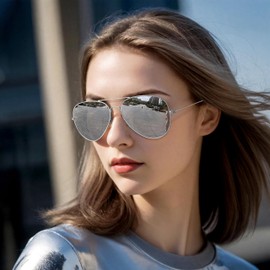 KANASTAL Sunglasses for Men Women,Polarized Sunglasses with Premium Metal Frame UV Protection Sun Glasses for Driving Golf Traveling Camping Fishing (Silver Lens)