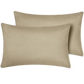 Oxford Homeware Pillow Cases 2 Pack Brushed Microfiber – Standard Pillowcases Fade Resistant Pillow Cover Envelope Closure Beige Pillow Covers (50 x 75 cm)