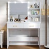 WAYES 3-Foot Wooden White Vanity Desk with Mirror and Lights,