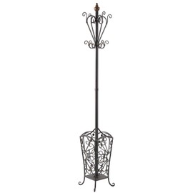 Deco 79 Metal Coat Rack Vintage Style with Scroll Designs, 11" x 11" x 74", Black