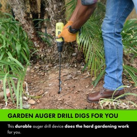 Yard Butler Roto Earth 18” Auger Drill Bit, IREA-4 - Digging Tool for Effortless Bulb Planting - Multi-Use Drill - Heavy-Duty Garden Tool - Power-Coated Steel - Rust-Resistant