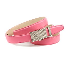 Anthoni Crown Women's Leather Belt, red