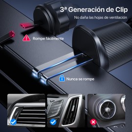 Miracase 【Generación Nueva 2024】 Soporte Celular Automóvil [Doble Gancho Metálico] Estable y Robusto, Ajustable a 360 Grados, Porta Celular Auto Universales para Smartphones