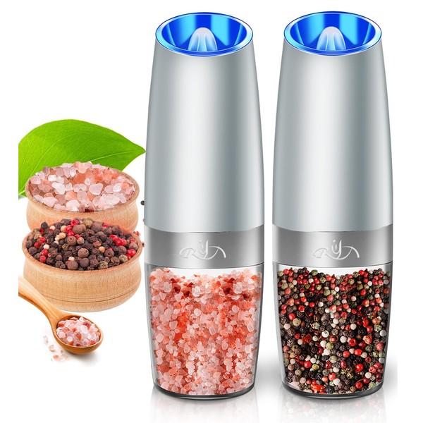 Rongyuxuan Gravity Salt and Pepper Mill Set,Electric Automatic Pepper Grinder