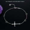 Cross Ankle Bracelet For Women, 925 Sterling Silver Charm Adjustable