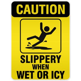 Caution Slippery When Wet Sign or ICY Sign, 36"x48" Aluminum Composite Reflective, Indoor/Outdoor Use, USA MADE By My Sign Center
