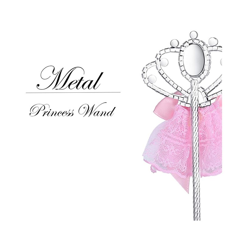 Lovelyshop Pink Diamond Metal Princess Wand with Bowknot for Kids