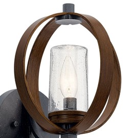 Kichler 59065DAG Grand Bank Outdoor Wall Sconce, 1-Light 60 Watts, Distressed Antique Gray