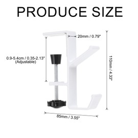 PATIKIL Purse Hook for Table, Double Hooks Adjustable Clamp-on Purse Hanger for Desk Portable Nail Free Heavy Duty Under Desk Handbag Holder Backpack Headphone Small Hook, White