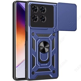 Ezydigitals Case for Optus X Total 4G Heavy Duty Shockproof Case Metal Ring Kickstand Back Cover - Blue