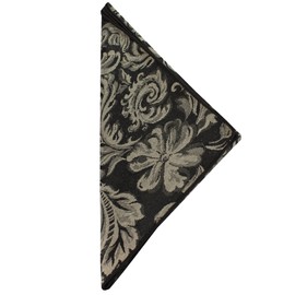 Ultimate Textile -2 Dozen- Miranda 20 x 20-Inch Damask Cloth Dinner Napkins- Jacquard Weave, Black