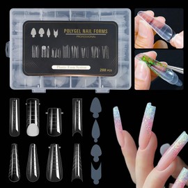 QIUMING 288 Piece Double Nail Shapes Set 8 x 24 Dual Shapes & 4 x 24 Stickers, Nail Extension Extension Nail Gel Shapes Nail Shape Set for Nail Art Design, Salon and DIY (288)