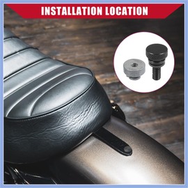 PARSLUCK Motorcycle Seat Bolt Screw with Seat Bolt Nut for Harley Davidson Touring Sportster 1996-2003 / Rear Knurled Mount Screw/Durable Aluminum Alloy 1/4"-20/1 Set Black Stable