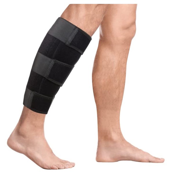 supregear Compression Calf Support Bandage Neoprene Adjustable Breathable Calf Cuff Compression Support Bandage for Training Women Men - Black