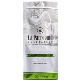 LA PARROQUIA DE VERACRUZ - Bolsa de Café Molido, Tostado y Orgánico, 1 kg, Café Puro 100%, Cultivado de Manera Natural, Café con Aroma Intenso y Agradable, Cuerpo Completo