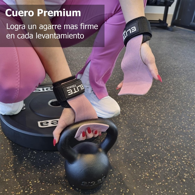 Elite Fitness Calleras de Cuero para Gimnasio, Protectores de Mano