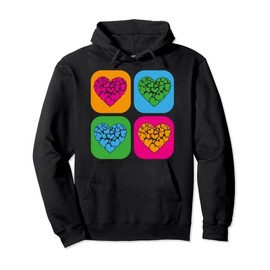 Heart Shape Love Colorful Hearts Pop Art Heart Pullover Hoodie