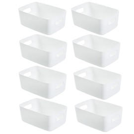 store88 Plastic Case, Storage Case, Small Organizer, Color Box, Basket, Kitchen, Washroom, Set of 8 (White, S Size)