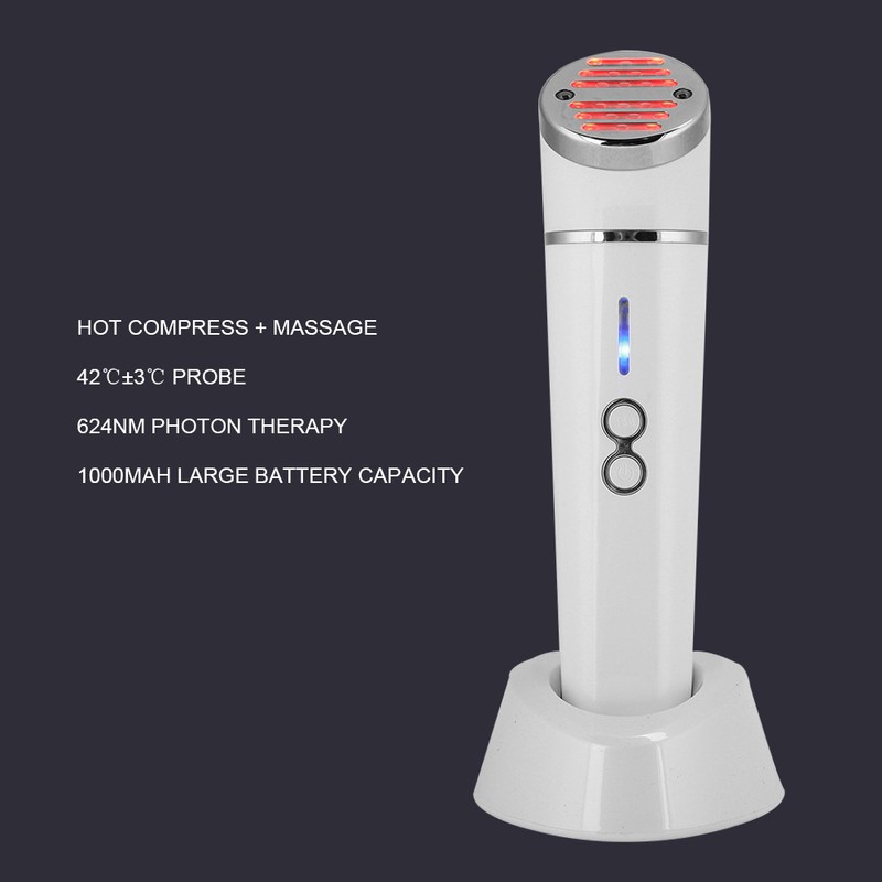 Portable Photon Red Blue Light Facial Hot Compress Massage Anti