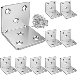 Xyxu L Brackets for Wood, 10pack Heavy Duty 40x40x40mm Metal Right Angle Corner Brackets for Wood with Screws, 2mm Thick Galvanised Steel 90 Degree L Shaped Bracket as Joining Fixing Repair Connector