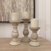 Deco 79 Mango Wood Decorative Candle Holder Turned Style Pillar