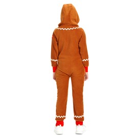 Tipsy Elves Boy's/Girl's Gingerbread Brown Jumpsuit Romper with Hood Size Medium