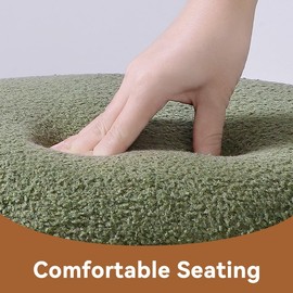 AraSyleon Round Footstool Ottoman Lambswool Dresser Stool Multi-functional footrest Shoeshine Stool Suitable for living room, bedroom, children's room(Green）