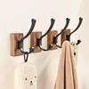 LECHYN 4 Pack Wooden Wall Hooks for Hanging, Adhesive Mounted