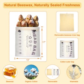 HAMZA Beeswax Bread Bags for Sourdough/Beeswax Wraps for Food/Bowl Covers for Proofing, 7-in-1 Reusable Sourdough Starter Kit Baking Supplies for Homemade Bread Making and Fresh Storage (Avocado)