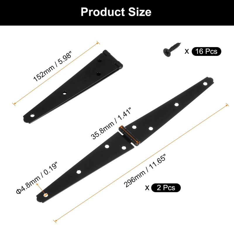sourcing map 2Pcs Strap Hinges, 6 Inch Shed Door Hinges