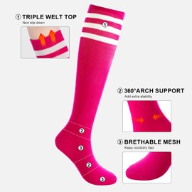 BONANGEL Kids Youth Soccer Socks,Boys Girls Knee High Athletic Sports Football Baseball Socks 6-12 Years