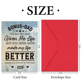 Milianquill Bonus Dad Fathers Day Card - You May Not Have Given Me Life, But You Sure Have Made My Life Better, Best Stepdad Fathers Day Card, Stepdad Father's Day Gifts, Bonus Dad Father's day gifts