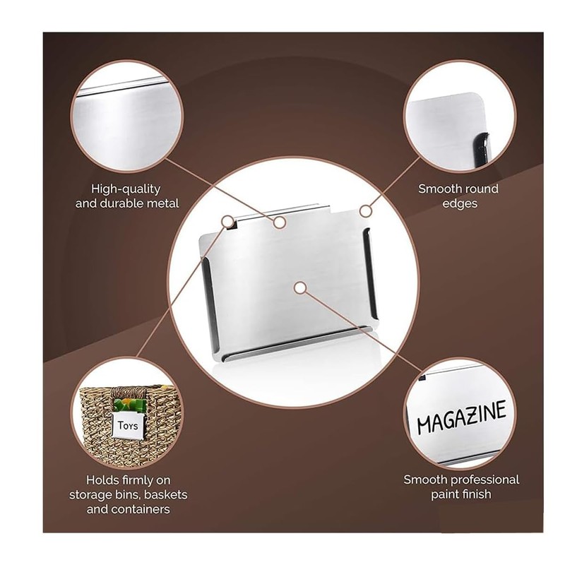 Kitchen Clip Label Holder,Metal Basket Labels Clip On Holders,Basket Labels