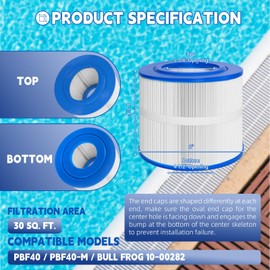 Promavot PBF40M Spa Filter Compatible with Bullfrog Spa Filter Wellspring 30 Coreless 10-00282 Filter Cartridge Replacement for Bullfrog Series, 2 Pack