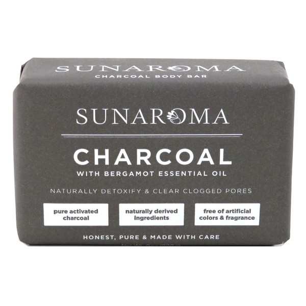 Sunaroma Soap Bar Charcoal With Bergamot Oil 8 Ounce (2 Pack)