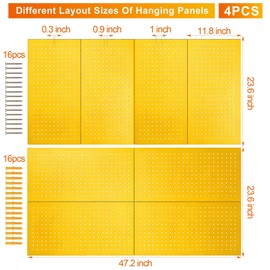 Chinrose Metal Pegboard Panels, Yellow, Heavy Duty